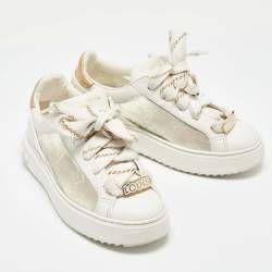 Louis Vuitton White Leather and Monogram PVC Time Out Sneakers Size 36