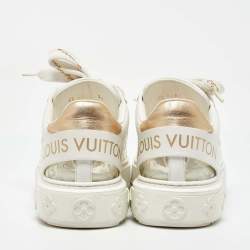 Louis Vuitton White Leather and Monogram PVC Time Out Sneakers Size 36