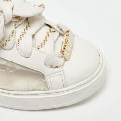 Louis Vuitton White Leather and Monogram PVC Time Out Sneakers Size 36