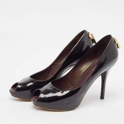 Louis Vuitton Burgundy Patent Leather Oh Really! Peep Toe Pumps Size 38