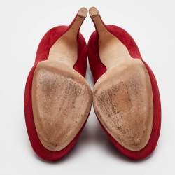 Pre Owned Louis Vuitton Red Suede Oh Really! Platform Pumps Size 38