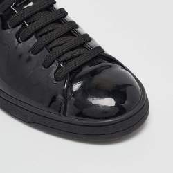 Louis Vuitton Black Patent Leather Frontrow Lace Up Sneakers Size 36