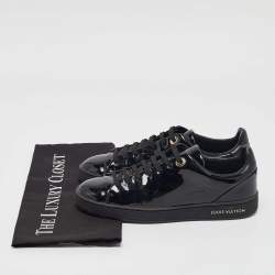 Louis Vuitton Black Patent Leather Frontrow Lace Up Sneakers Size 36