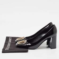 Louis Vuitton Black Patent Leather Madeleine Block Heel Pumps Size 40