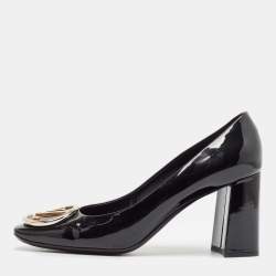 Louis Vuitton Black Patent Leather Madeleine Block Heel Pumps Size 40