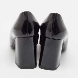 Louis Vuitton Black Patent Leather Madeleine Block Heel Pumps Size 40