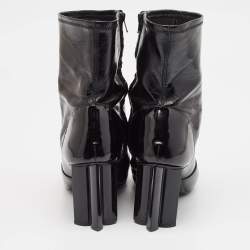 Louis Vuitton Black Leather and Patent Leather Silhouette Ankle Length Boots Size 41
