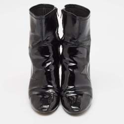 Louis Vuitton Black Leather and Patent Leather Silhouette Ankle Length Boots Size 41