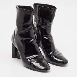 Louis Vuitton Black Leather and Patent Leather Silhouette Ankle Length Boots Size 41
