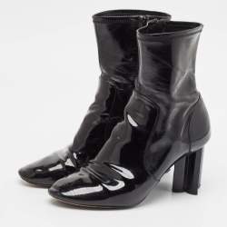 Louis Vuitton Black Leather and Patent Leather Silhouette Ankle Length Boots Size 41