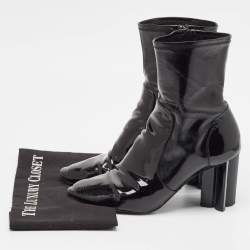 Louis Vuitton Black Leather and Patent Leather Silhouette Ankle Length Boots Size 41
