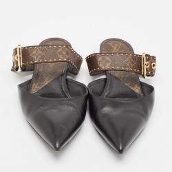 Louis Vuitton Black/Brown Monogram Canvas and Leather Mules Size 41