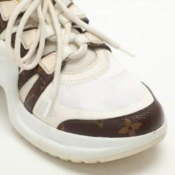 Louis Vuitton White Monogram Canvas and Fabric Archlight Low Top Sneakers Size 38