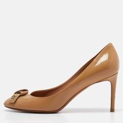 Louis Vuitton Beige Patent Leather Fiance Pumps Size 38