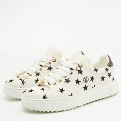 Louis Vuitton White/Brown Canvas Time Out Lace Up Sneakers Size 37