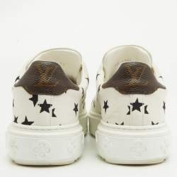 Louis Vuitton White/Brown Canvas Time Out Lace Up Sneakers Size 37