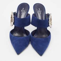 Louis Vuitton Blue Suede Madeleine Mules Size 41