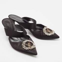 Louis Vuitton Black Satin Madeleine Mules Size 41