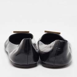 Louis Vuitton Black Leather Square Detail Ballet Flats Size 39