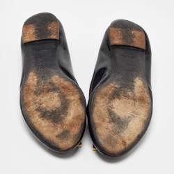 Louis Vuitton Black Leather Square Detail Ballet Flats Size 39