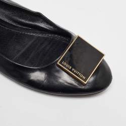 Louis Vuitton Black Leather Square Detail Ballet Flats Size 39