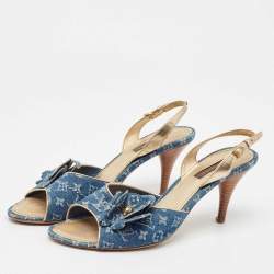 Louis Vuitton Blue Denim Slingback Sandals Size 39.5