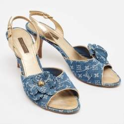 Louis Vuitton Blue Denim Slingback Sandals Size 39.5