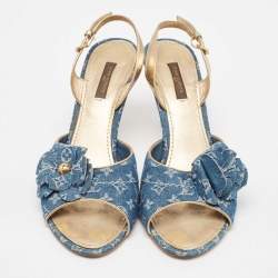 Louis Vuitton Blue Denim Slingback Sandals Size 39.5