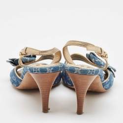 Louis Vuitton Blue Denim Slingback Sandals Size 39.5