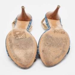 Louis Vuitton Blue Denim Slingback Sandals Size 39.5