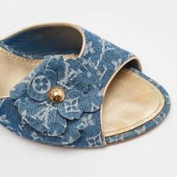 Louis Vuitton Blue Denim Slingback Sandals Size 39.5