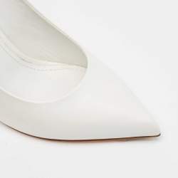 Pre Owned Louis Vuitton White/Brown Leather and Monogram Canvas Matchmake Pumps Size 36.5