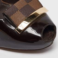 Pre Owned Louis Vuitton Dark Brown Patent Leather Peep Toe Pumps Size 36.5