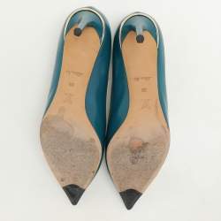 Louis Vuitton Blue Patent Leather Eyeline Pointed Toe Pumps Size 39
