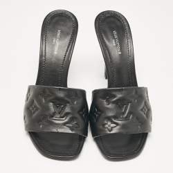 Louis Vuitton Black Leather Revival Slide Sandals Size 38.5