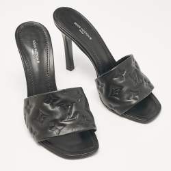 Louis Vuitton Black Leather Revival Slide Sandals Size 38.5