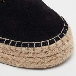 Louis Vuitton Black Suede Leather Frontier Embellished Espadrille Flats Size 38