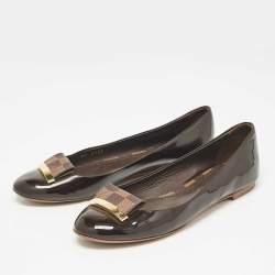 Pre Owned Louis Vuitton Brown Patent Leather Ballet Flats Size 37