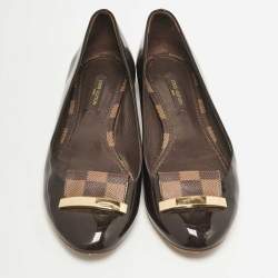 Pre Owned Louis Vuitton Brown Patent Leather Ballet Flats Size 37