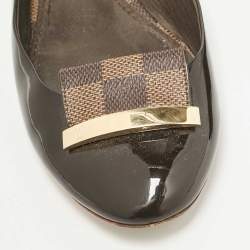 Pre Owned Louis Vuitton Brown Patent Leather Ballet Flats Size 37