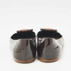 Pre Owned Louis Vuitton Brown Patent Leather Ballet Flats Size 37