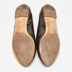 Pre Owned Louis Vuitton Brown Patent Leather Ballet Flats Size 37