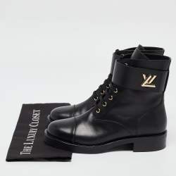 Louis Vuitton Black Leather Wonderland Flat Ranger Combat Boots Size 40