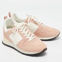 Louis Vuitton Pink/White Mesh and Suede Run Away Sneakers Size 39