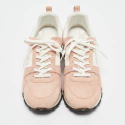 Louis Vuitton Pink/White Mesh and Suede Run Away Sneakers Size 39