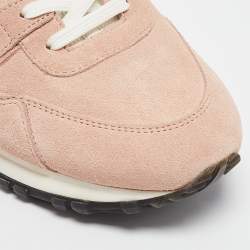 Louis Vuitton Pink/White Mesh and Suede Run Away Sneakers Size 39