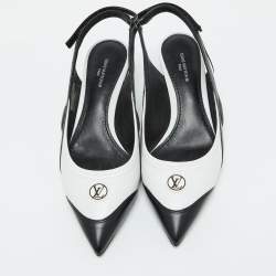 Louis Vuitton Black/White Leather Archlight Slingback Pumps Size 37