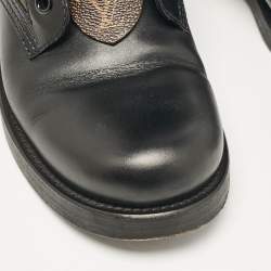 Pre Owned Louis Vuitton Black/Green Canvas and Leather Metropolis Combat Boots Size 41
