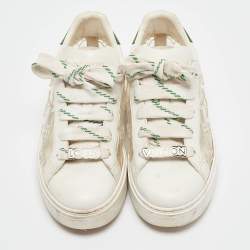 Louis Vuitton White/Green Monogram Leather and PVC Time Out Sneakers Size 38