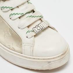 Louis Vuitton White/Green Monogram Leather and PVC Time Out Sneakers Size 38